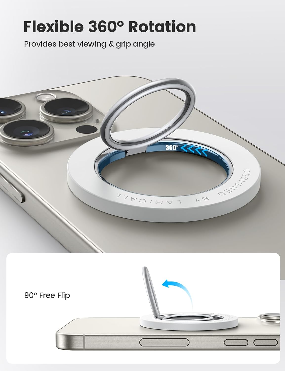 Thumbnail 3 de Magnetic Phone Ring Holder for MagSafe - Lamicall 360 Rotating Phone Grip (Removable & Wireless Charging Friendly) for iPhone 17 to 12 and MagSafe Cases