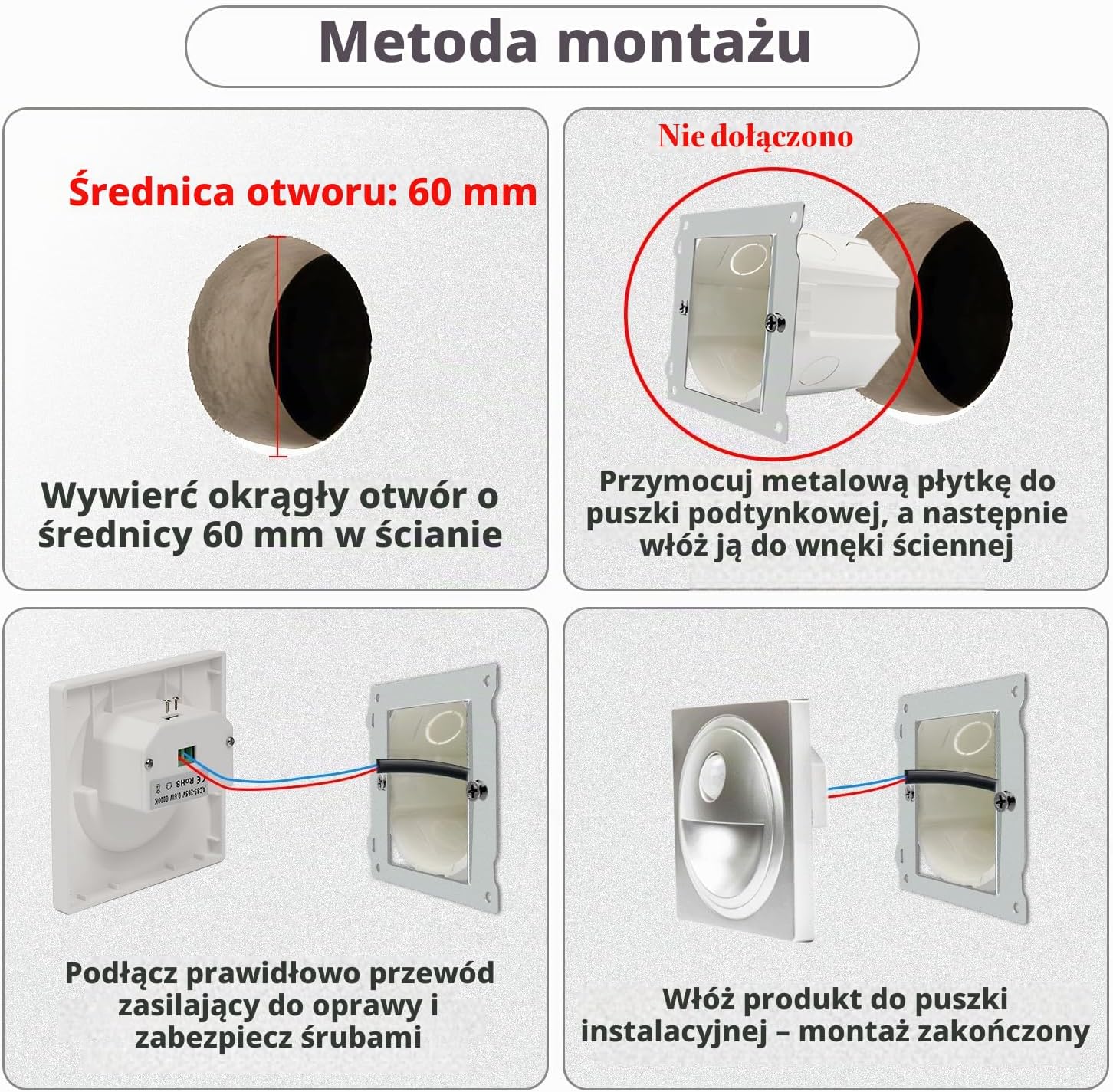 Detalle 2 de Lam(MS)pen RBS – 8 wpuszczanych lampek schodowych LED z czujnikiem ruchu