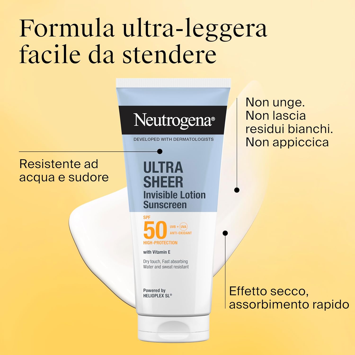 Detalle de Neutrogena Ultra Sheer Lozione Idratante Invisibile SPF 50 – viso e corpo, 200 ml