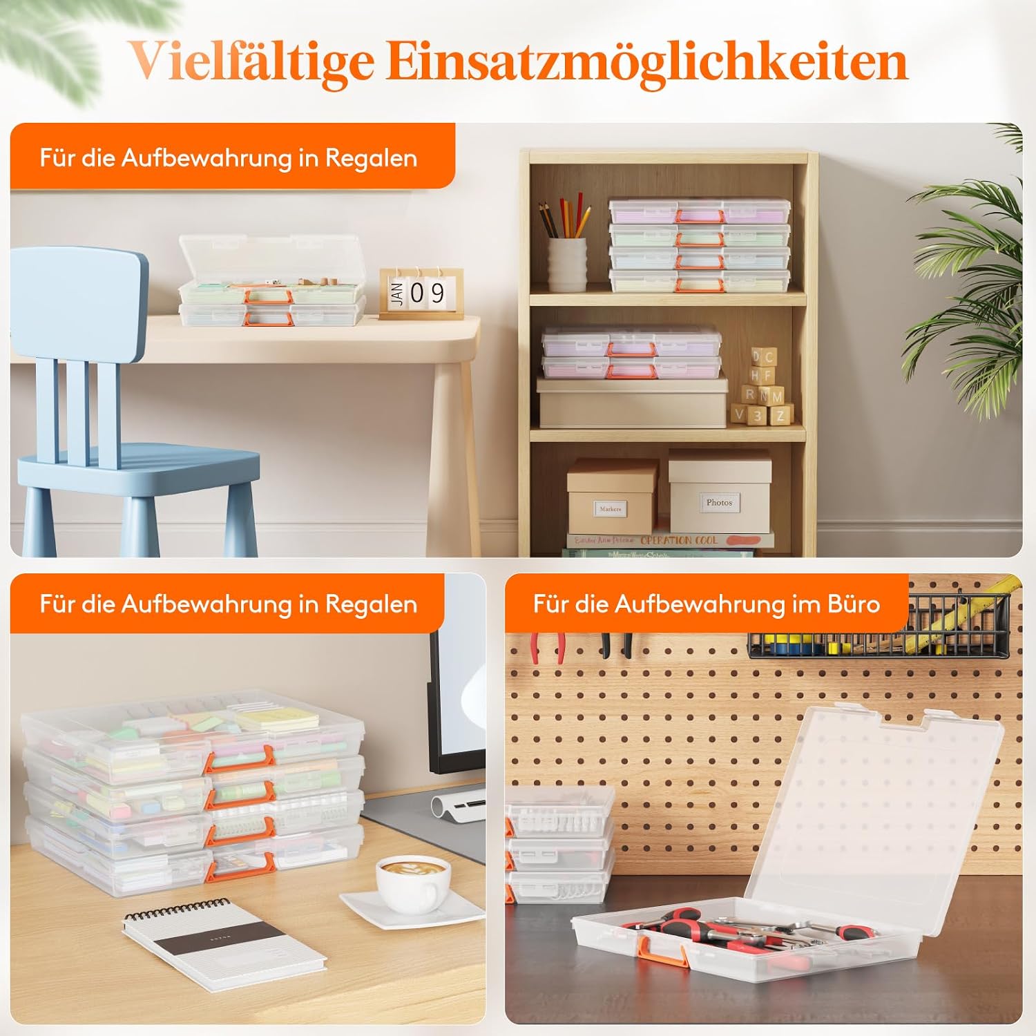 Thumbnail 6 de Lifewit 10er Set stapelbare Aufbewahrungsboxen A4 mit Deckel, Griff & Reißverschlusstaschen