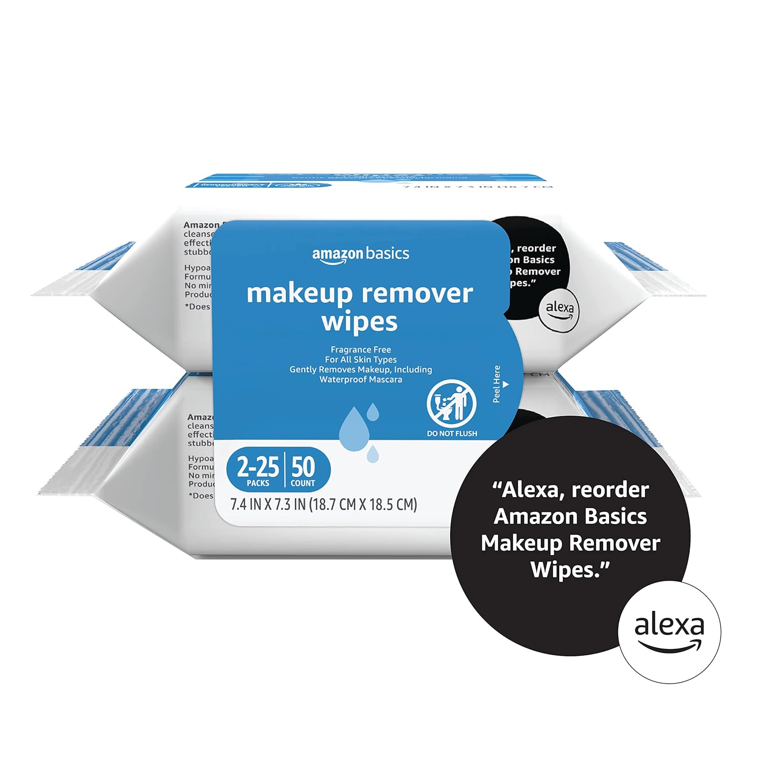 Thumbnail 4 de Amazon Basics Makeup Remover Wipes (Alcohol-Free, Fragrance-Free), 25 Count Pack of 2