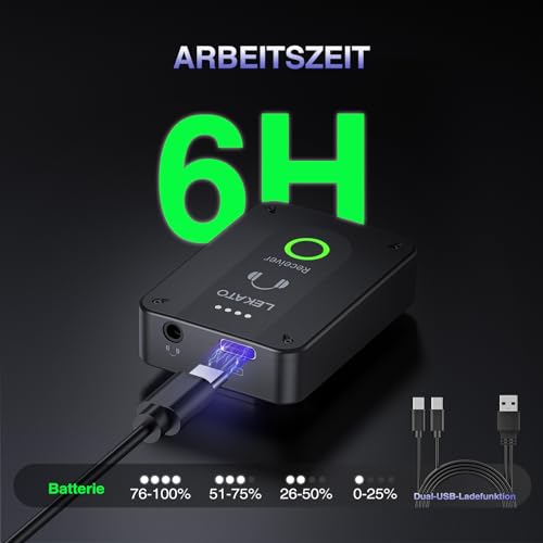Detalle de LEKATO MS-02 Drahtloses In-Ear Monitoring System – 2.4G, Mono/Stereo, 4 Empfänger