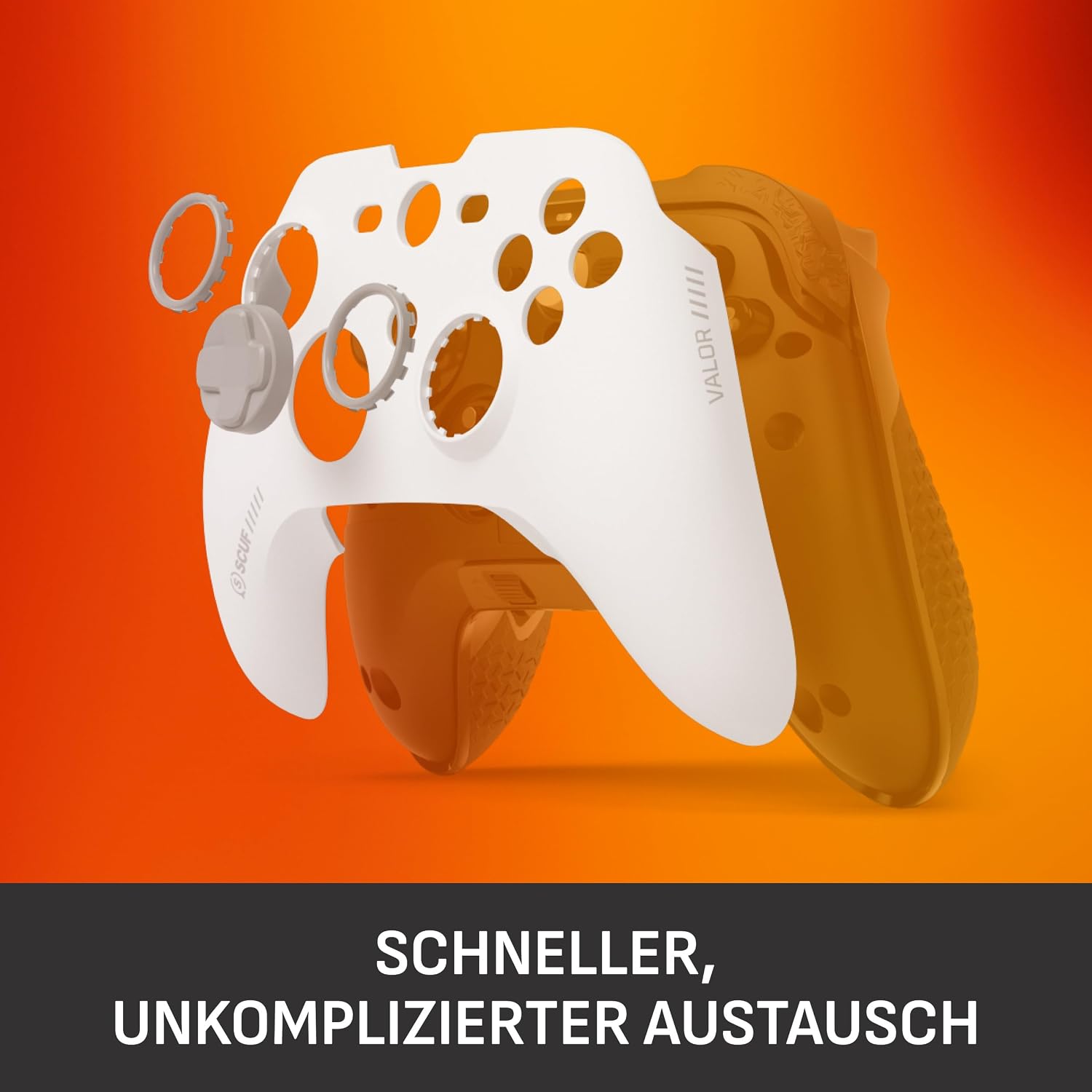 Detalle 2 de SCUF Valor PRO Controller – abnehmbare Frontplatten (Frontplatten-Kit) mit magnetischer Befestigung, Gleitringe – weiß