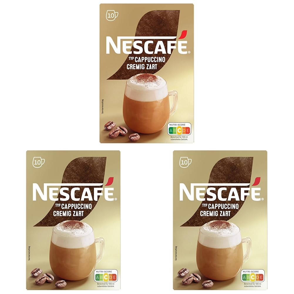 Detalle de NESCAFÉ Gold Typ Cappuccino Cremig Zart – 3er Pack mit löslichem Bohnenkaffee, 10 Sticks je 14 g
