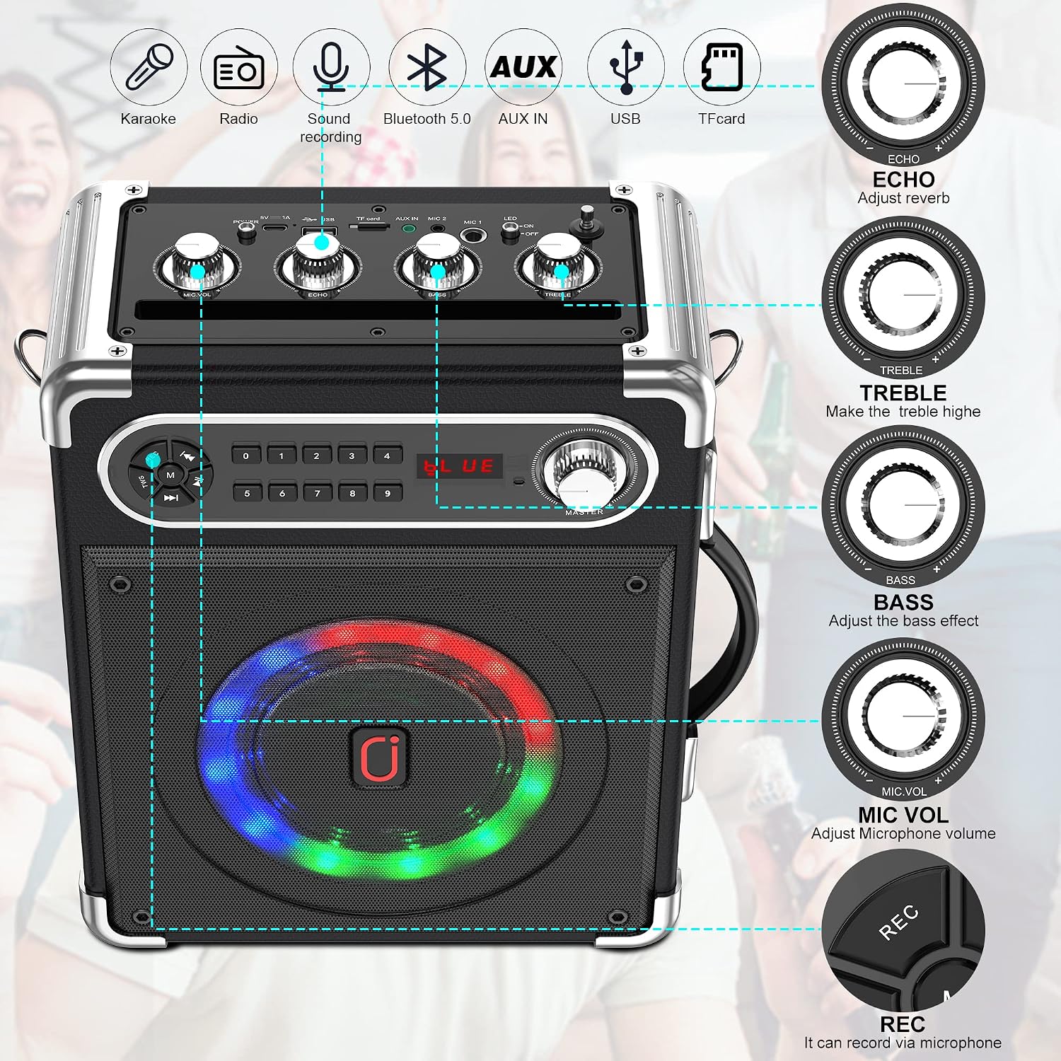Thumbnail 4 de JAUYXIAN Portable PA Speaker with 5.25-Inch Subwoofer