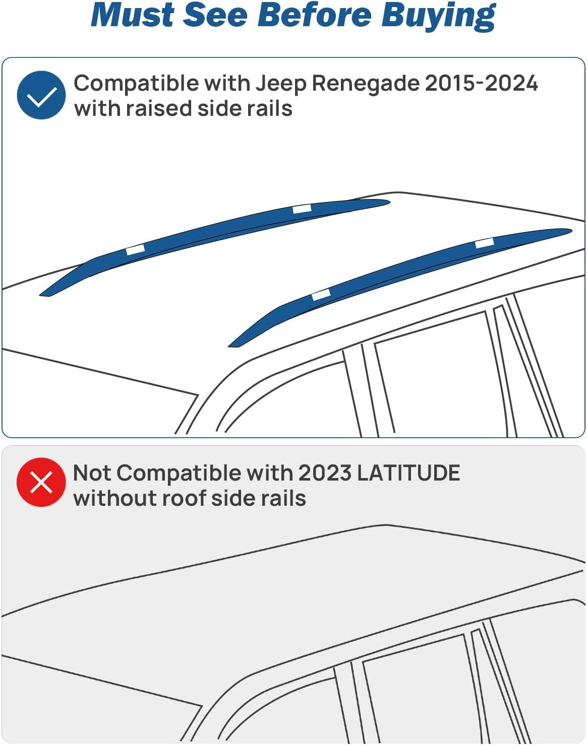 Thumbnail 6 de JOYTUTUS Lockable Roof Rack Cross Bars for Jeep Renegade (2015–2024)