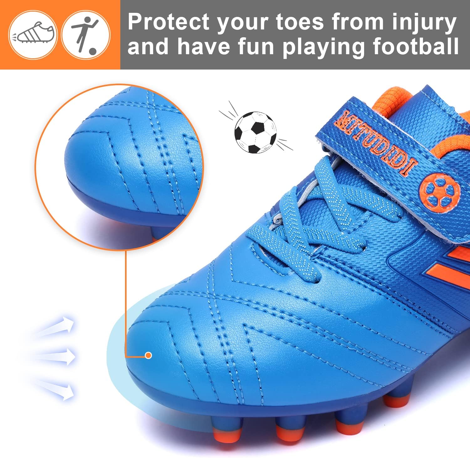 Detalle de Mitudidi Fußballschuhe Kinder – Unisex Hallen- und Outdoor-Fußballschuhe
