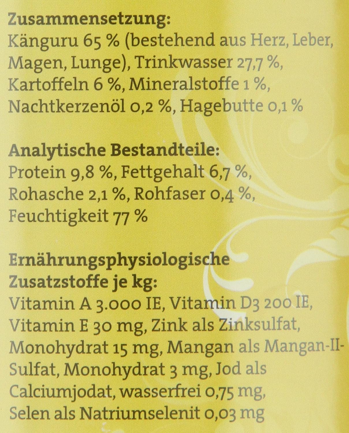 Detalle de dogz finefood N° 6 mokra karma z kangurem, bez zbóż i dodatku cukru, 6 × 800 g