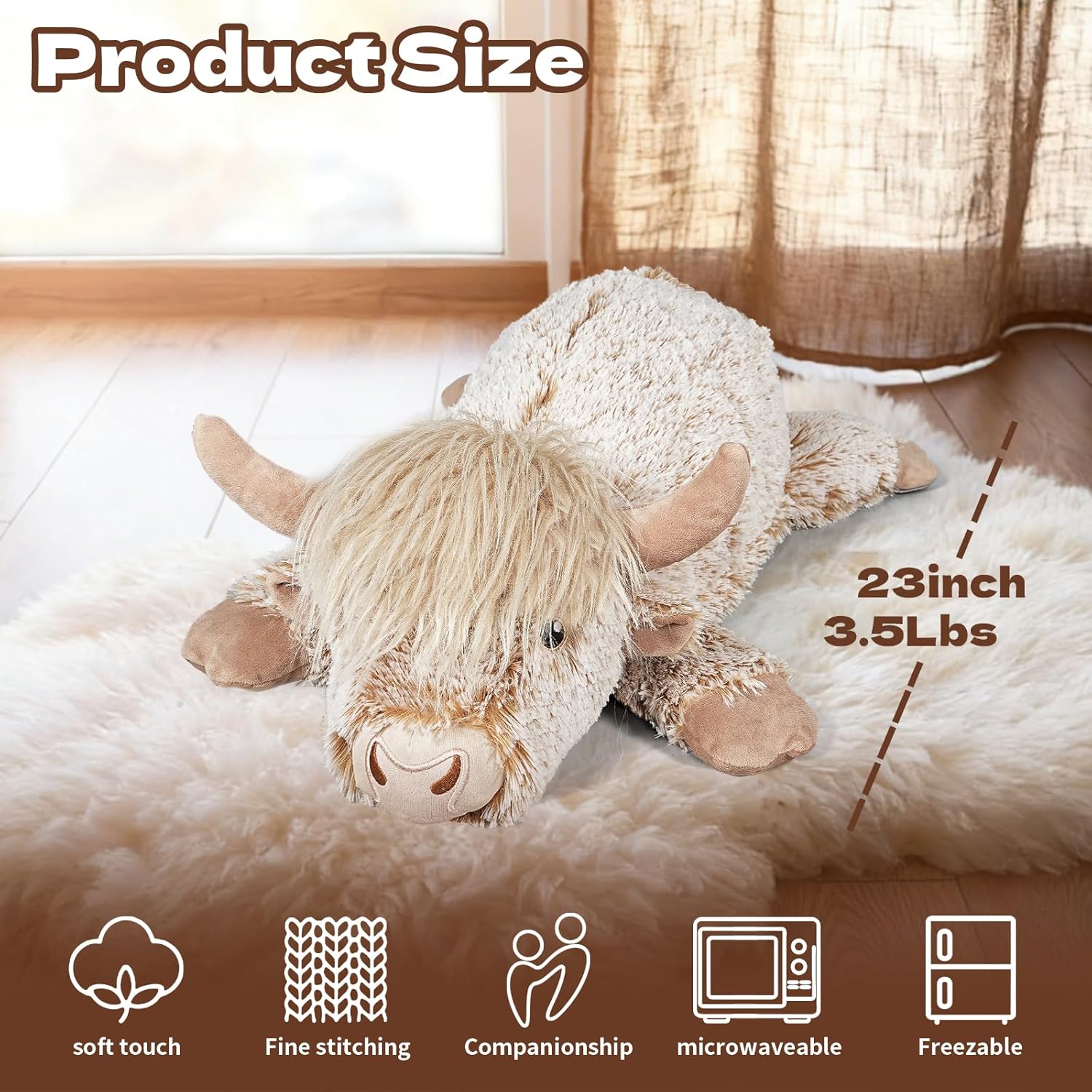 Thumbnail 5 de Dutioavg 3.5 Lbs Weighted Highland Cow Plush with Removable Heating Pad