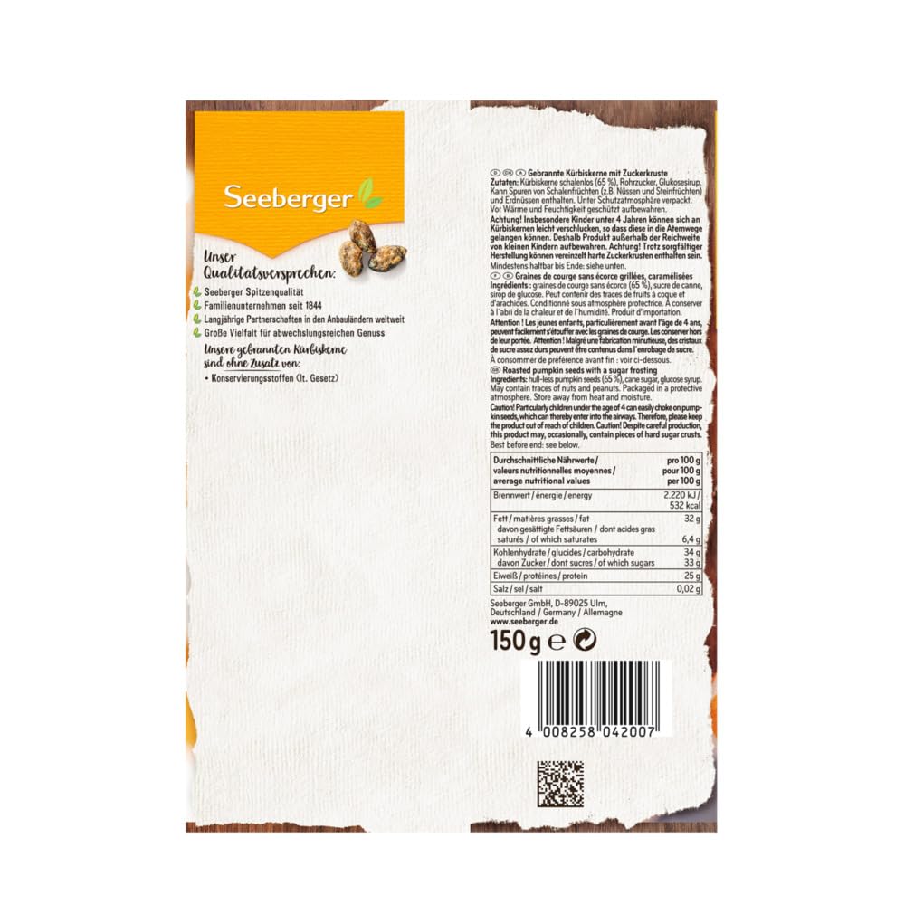 Thumbnail 1 de Seeberger Gebrannte Kürbiskerne im 12er Pack (12 x 150 g) – karamellisierte knackige Kerne, glutenfrei & vegan