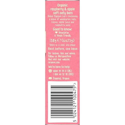Detalle 2 de Organix Raspberry & Apple Oaty Snack Bars – 6 Boxes of 6 x 23 g