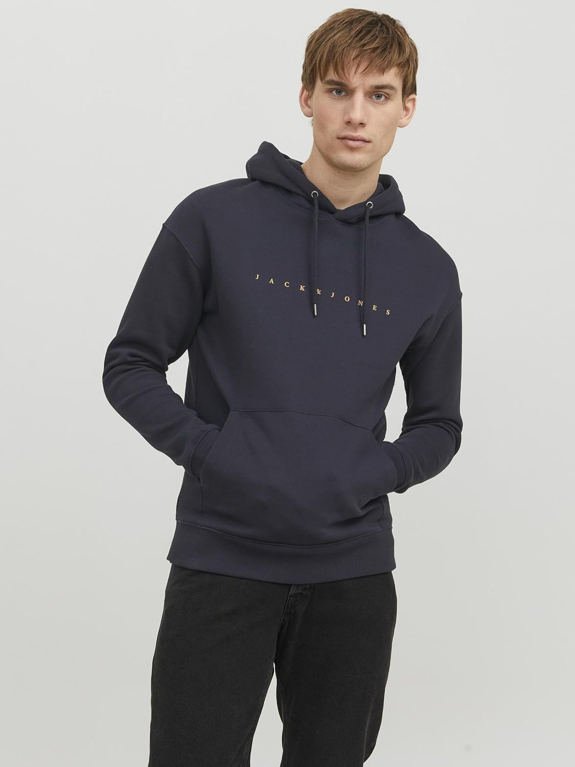 Detalle 2 de Jack & Jones JJestar JJ Sweat Hood Noos: felpa con cappuccio da uomo, comfort casual