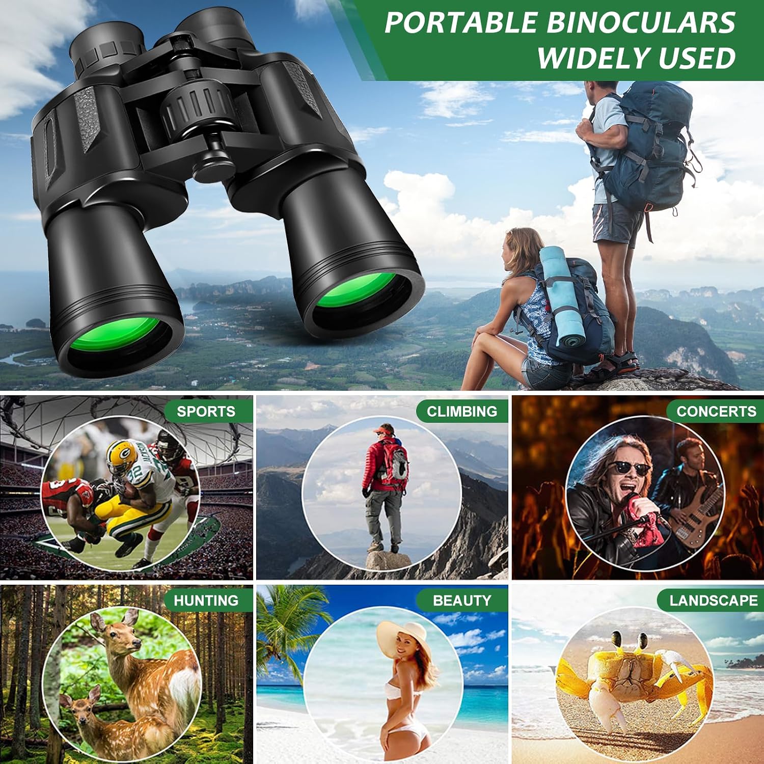 Thumbnail 6 de Lupxiu 20x50 High Power Binoculars for Adults with Waterproof Design, BAK4 Prisms & FMC Lens