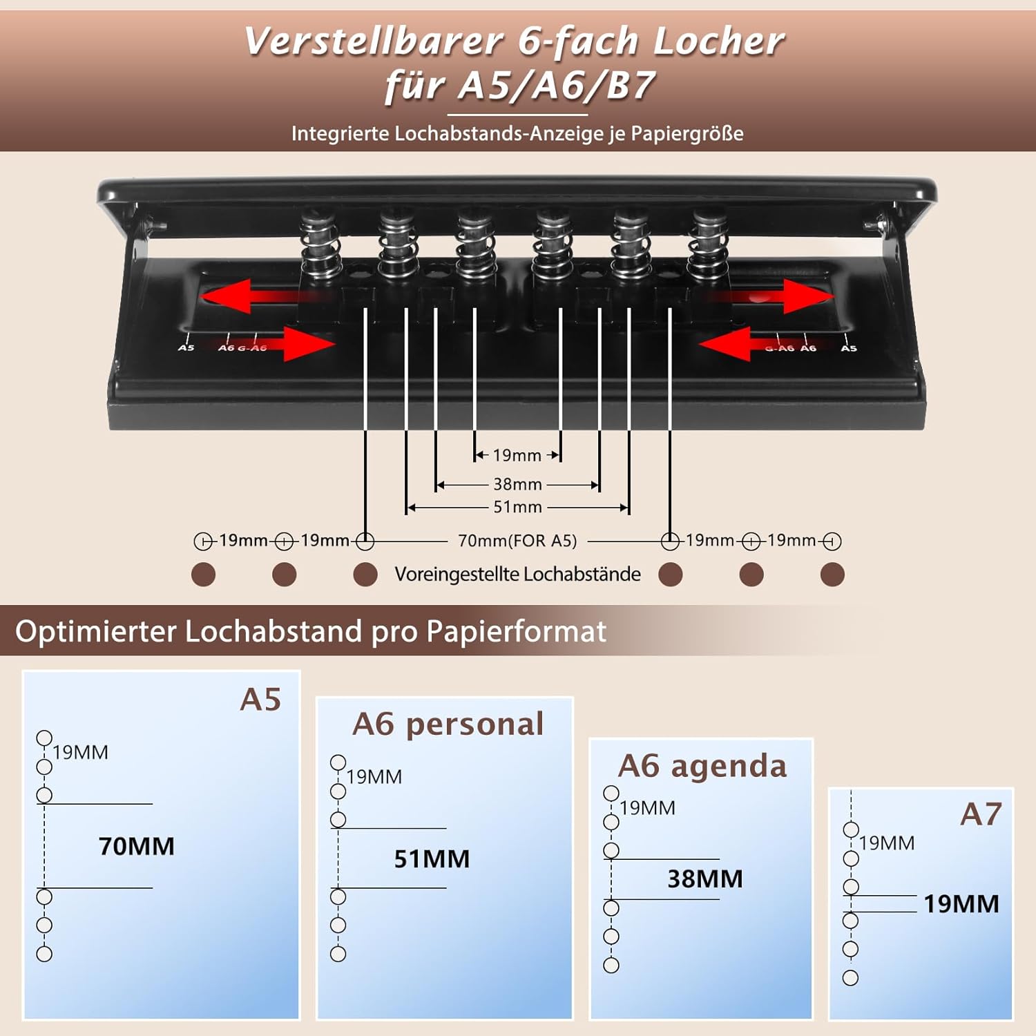 Thumbnail 4 de Verstellbarer 6‑Loch‑Locher 5,5 mm 📎