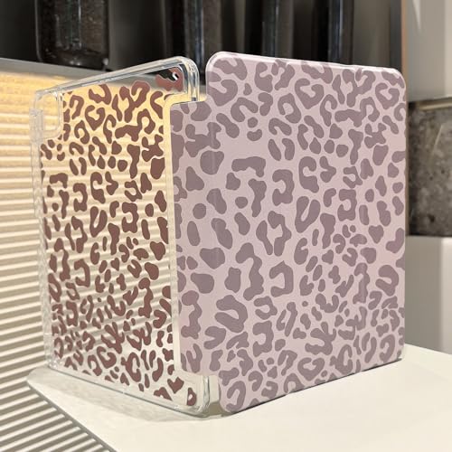 Detalle de Fycyko Étui folio Leopard Rose pour iPad 11e Génération (2025, A16) et iPad 10e Génération (2022) – Motif Léopard, Porte-crayon