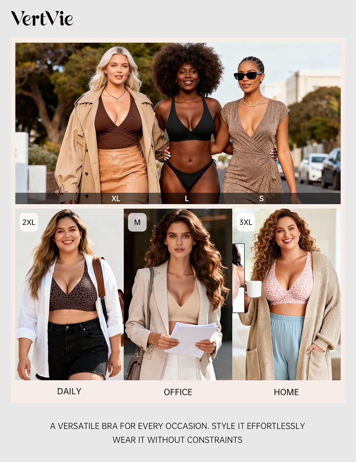 Thumbnail 4 de Vertvie Jelly Wireless Bras for Women: Push Up Plunge Seamless, No Underwire, Full Coverage Bralettes