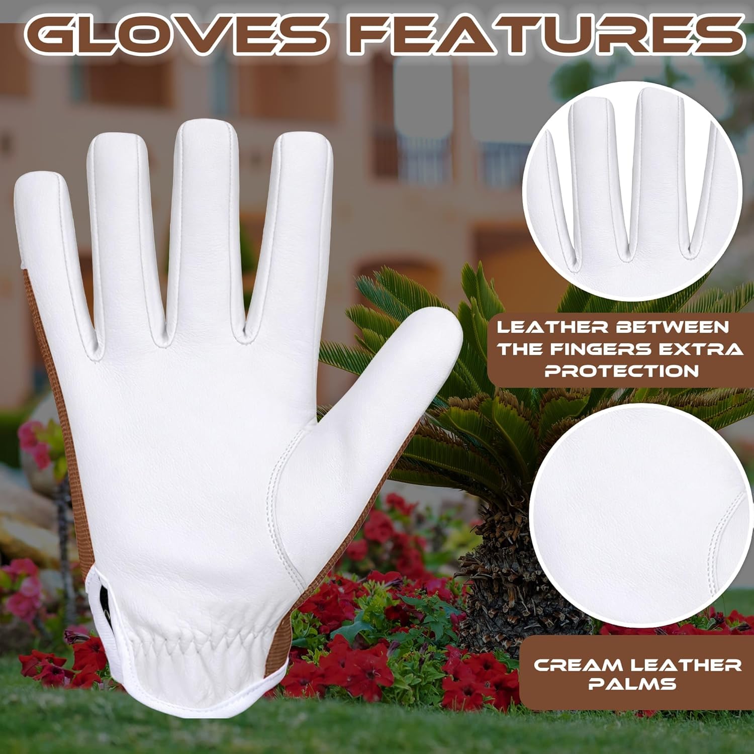Detalle 2 de WFX Guantes de trabajo de cuero para jardinería talla S