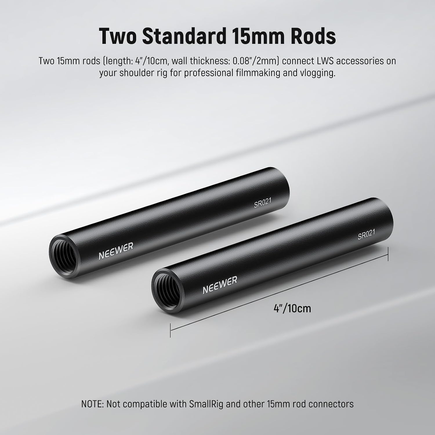Thumbnail 1 de NEEWER Tiges d’extension LWS 15 mm (10 cm), lot de 2 – SR021