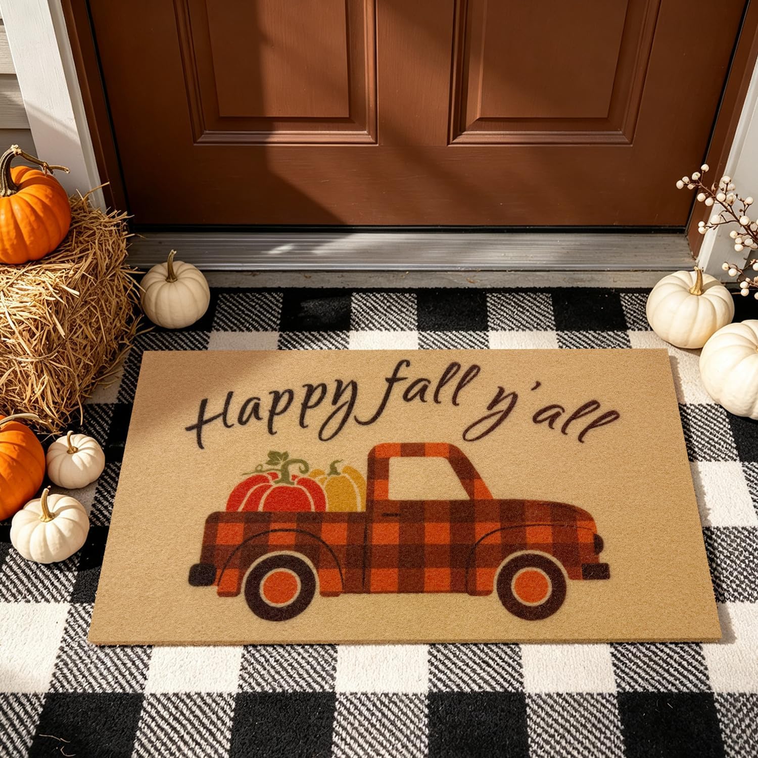 Thumbnail 5 de PKFEDR PK-DM-FBA Fall Doormat, Pumpkin Truck Print, Non-Slip, 17" x 30