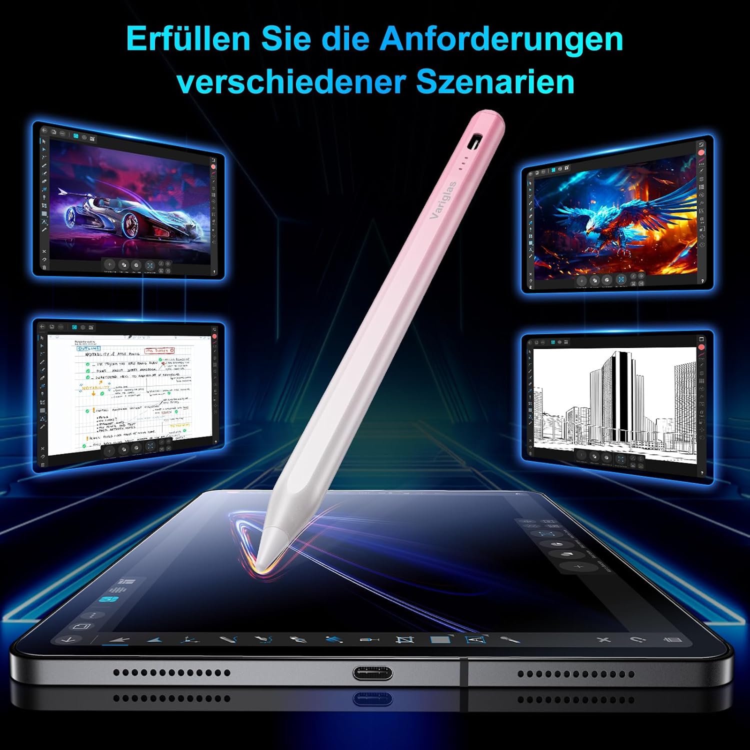 Detalle 2 de Stift für iPad 2018–2025 Rosa Schnellladung