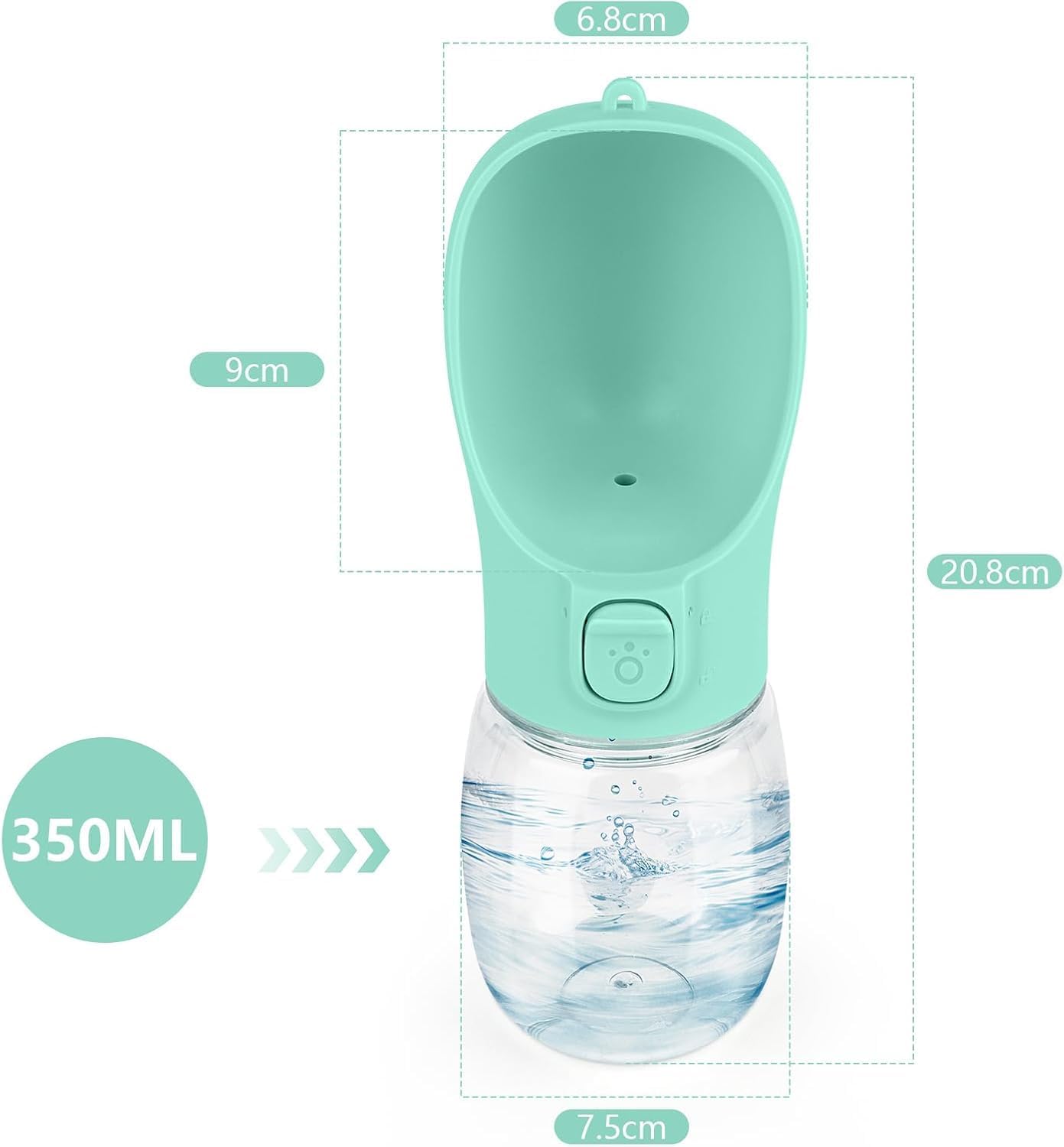 Detalle de Gourde Chien Promenade 350ml — Bouteille d'eau portable pour chien (Vert)