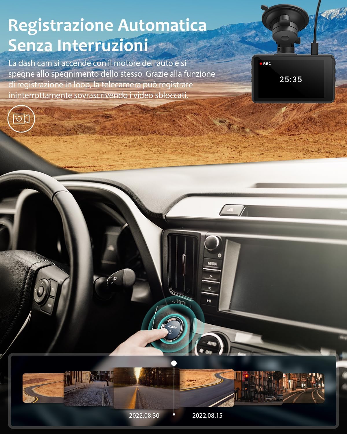 Thumbnail 3 de iZEEKER 2.5K Dash Cam Auto: Dashcam 1440P QHD, 3" IPS e registrazione 24H parcheggio