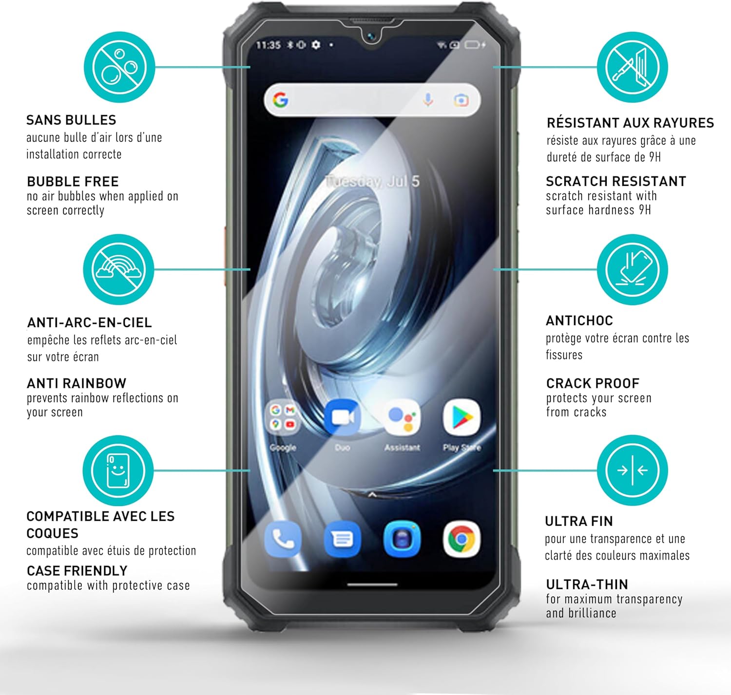 Detalle 2 de smartect Verre Trempé 9H (3 pièces) pour Blackview BV7100 / BV8800 / BL8800 5G / BL8800 Pro