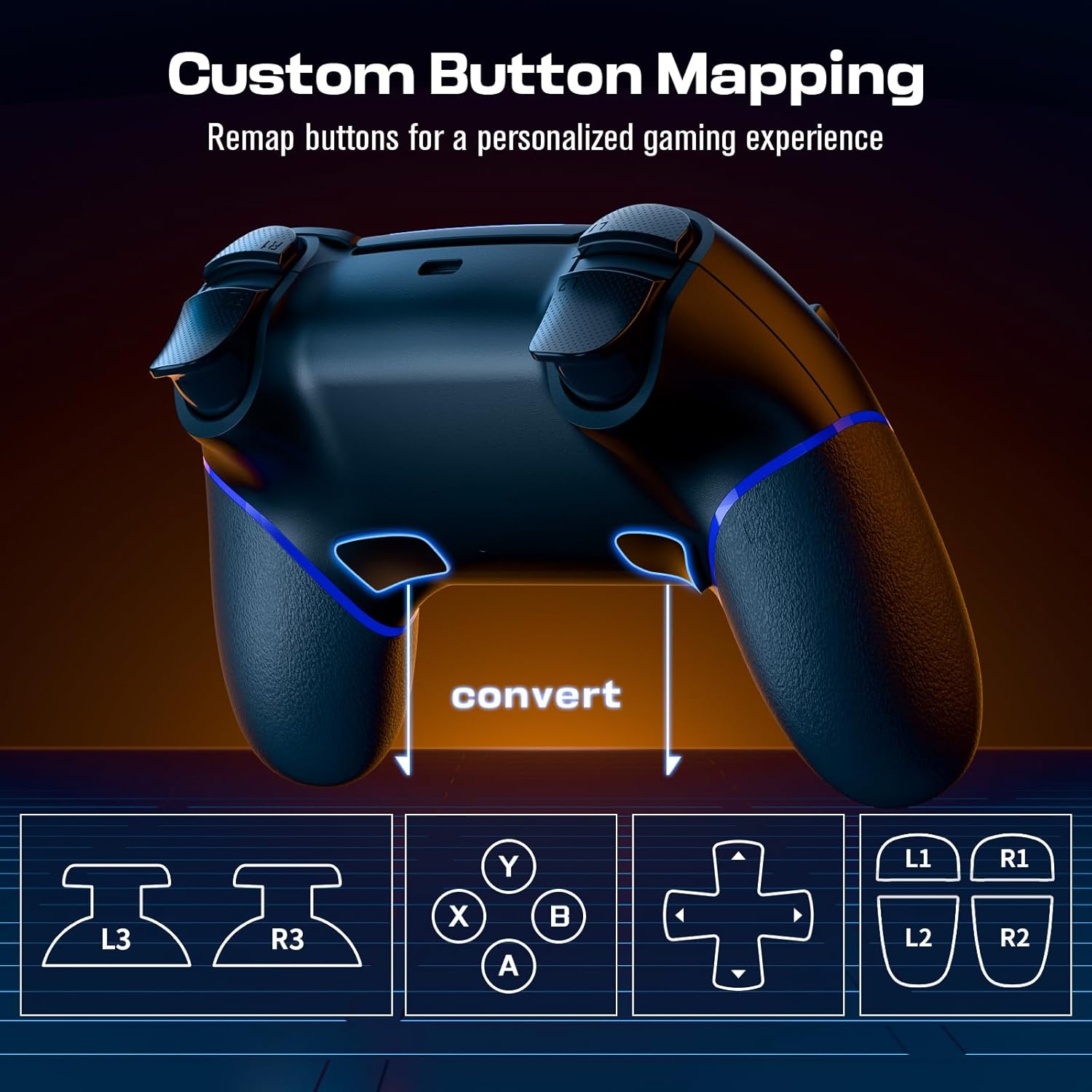 Detalle de CHEREEKI Wireless Controller for PS4: Multi‑Platform Bluetooth Gamepad with Back Buttons and Turbo