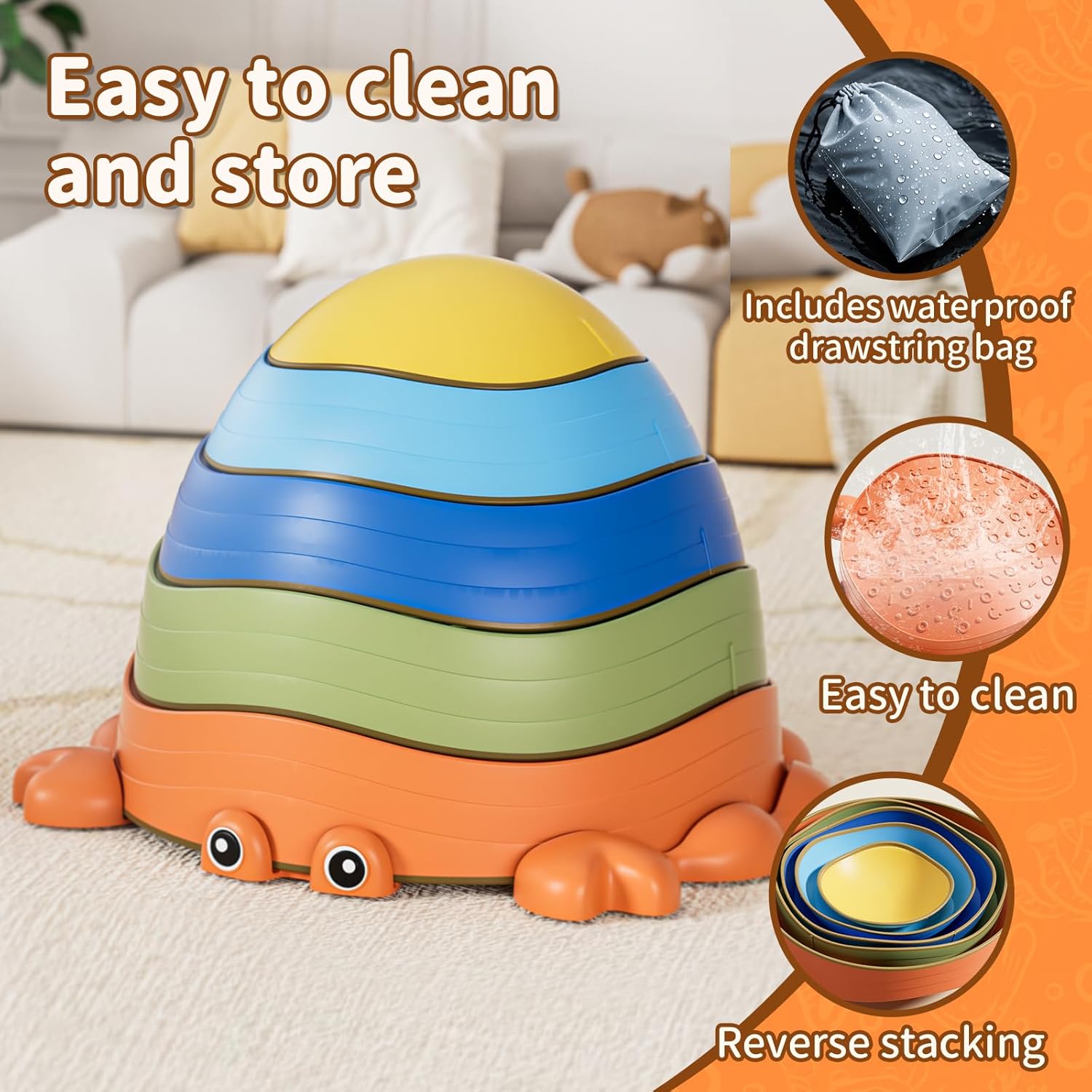 Detalle de KidBloom Stepping Stones Kids – textured balance & sensory play set with waterproof storage bag (age 3–5)
