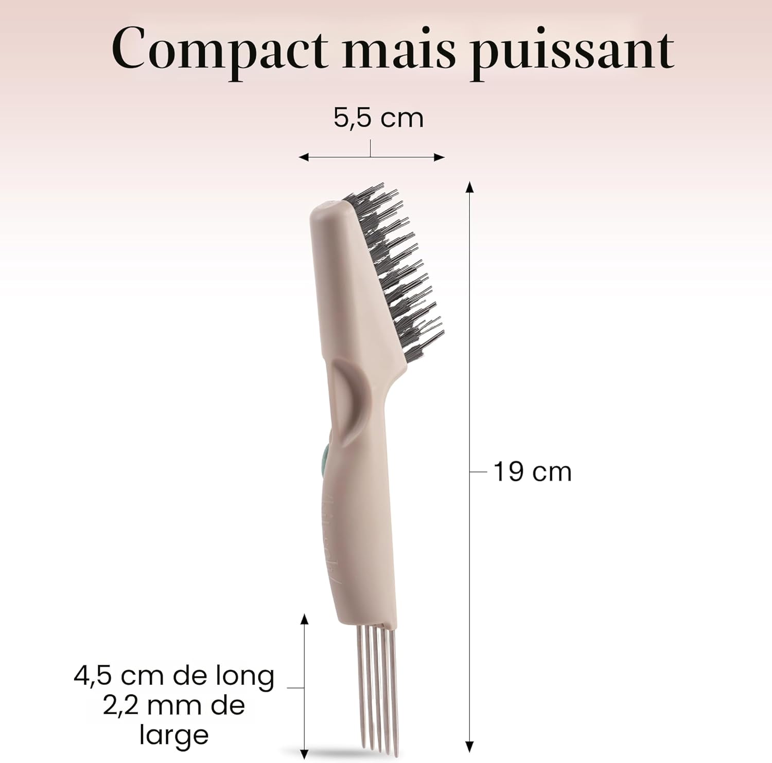 Detalle de Kitsch Brosse à cheveux double face 2 en 1 : outil de nettoyage et de retrait des nœuds