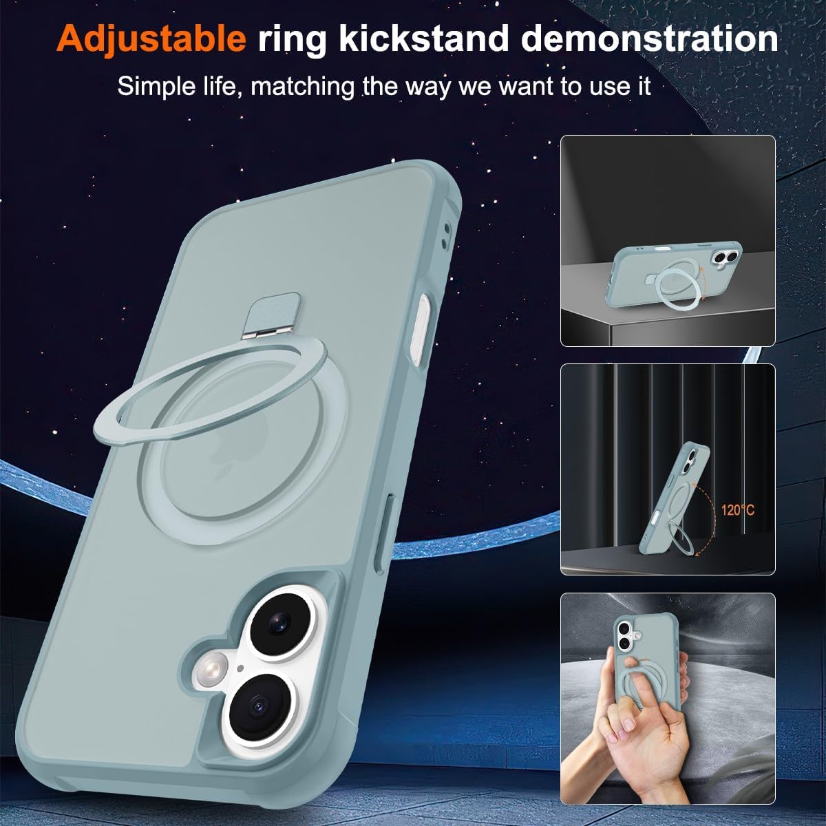 Thumbnail 4 de CHAOFEnG Magnetic Case for iPhone 17 with Stand — Teal Green, Military-Grade Protection