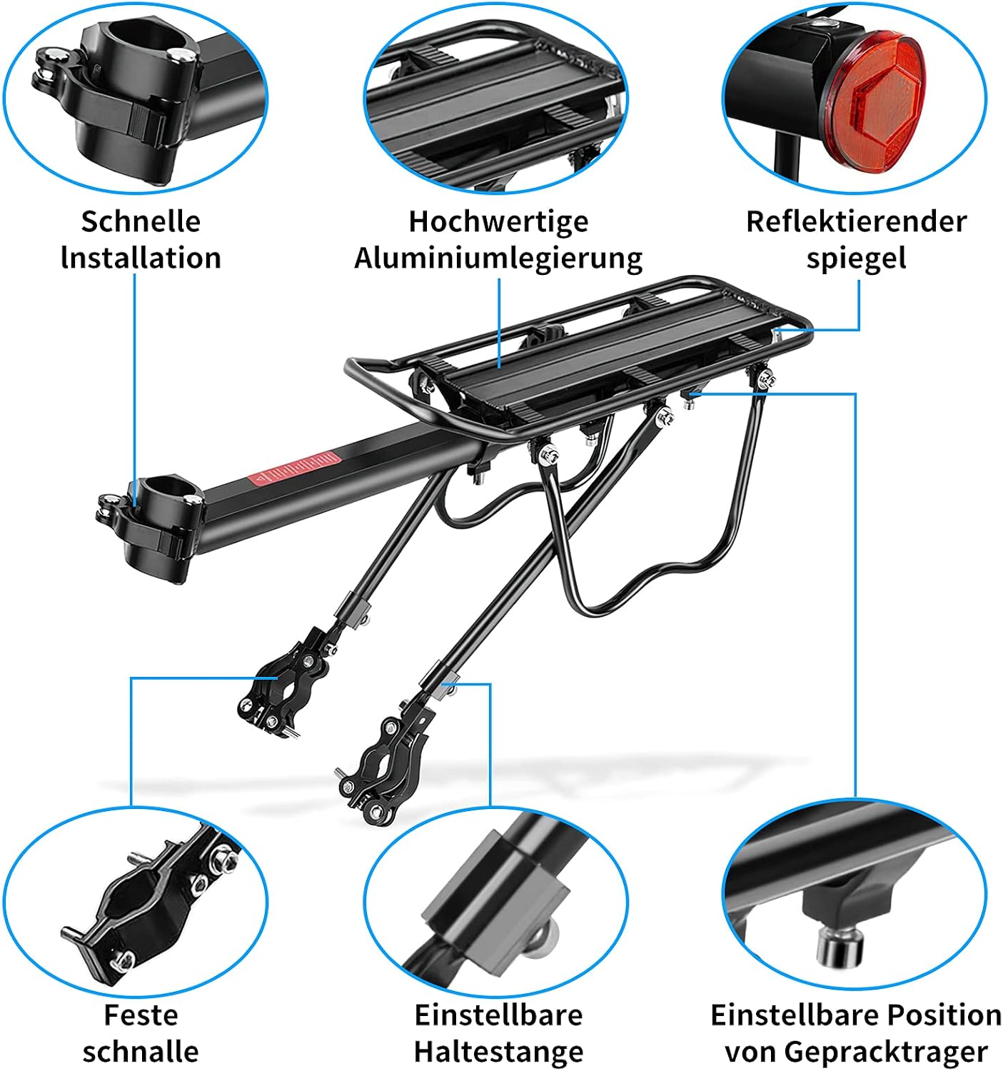 Thumbnail 1 de SPGOOD Fahrrad-Gepäckträger-Set für 24–29 Zoll: Aluminium, Schnellverschluss, Reflektor