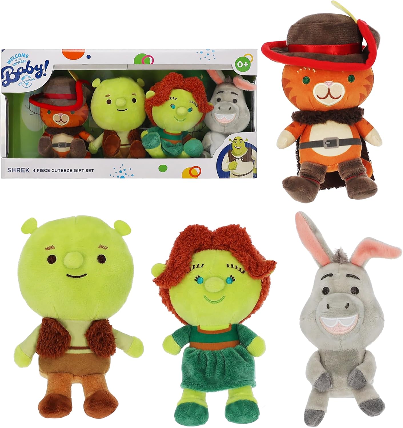 Detalle de Kids Preferred Shrek Cuteeze 4 Piece Set — 6-Inch Plushes with Beans for Comfort