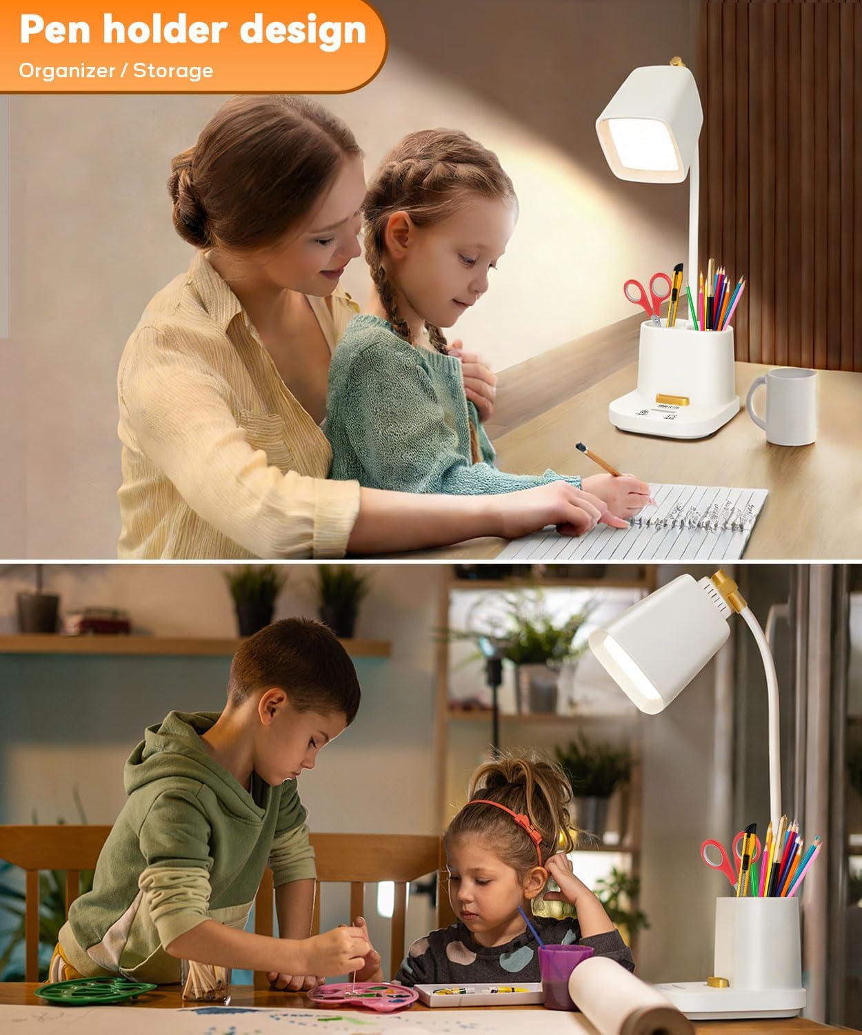Detalle de Hifireelf LED Desk Lamp with Gooseneck, USB Ports and Pen Holders