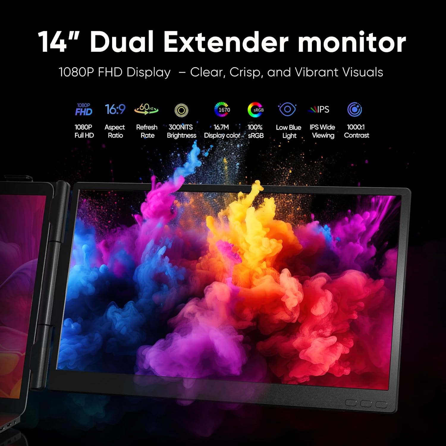 Detalle de VueForge Laptop Screen Extender 14" FHD Dual Screen Monitor (USB-C/HDMI)