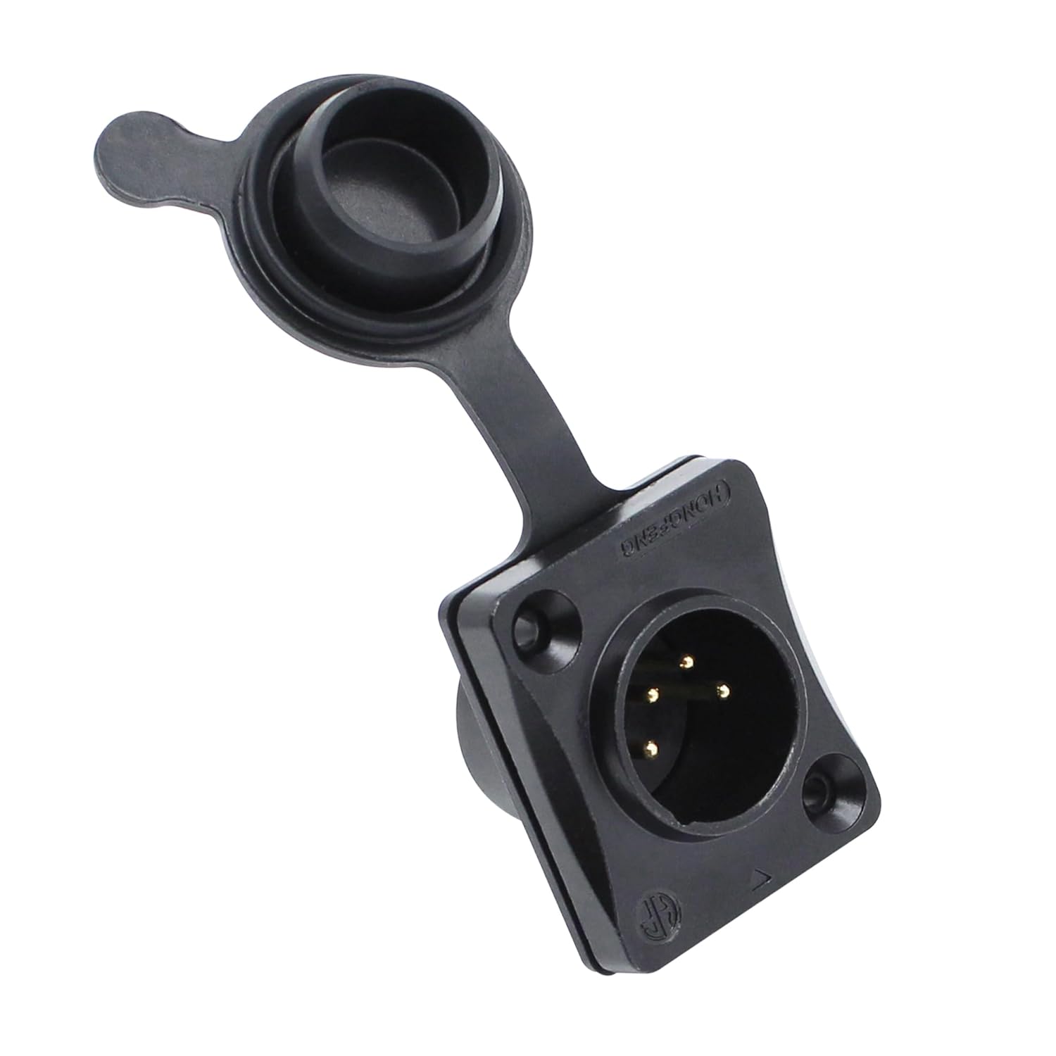 Detalle de Xilaghy 4-Pin XLR Panel Mount Male Jack with Waterproof Cover (IP65) – Gold-Plated Contacts