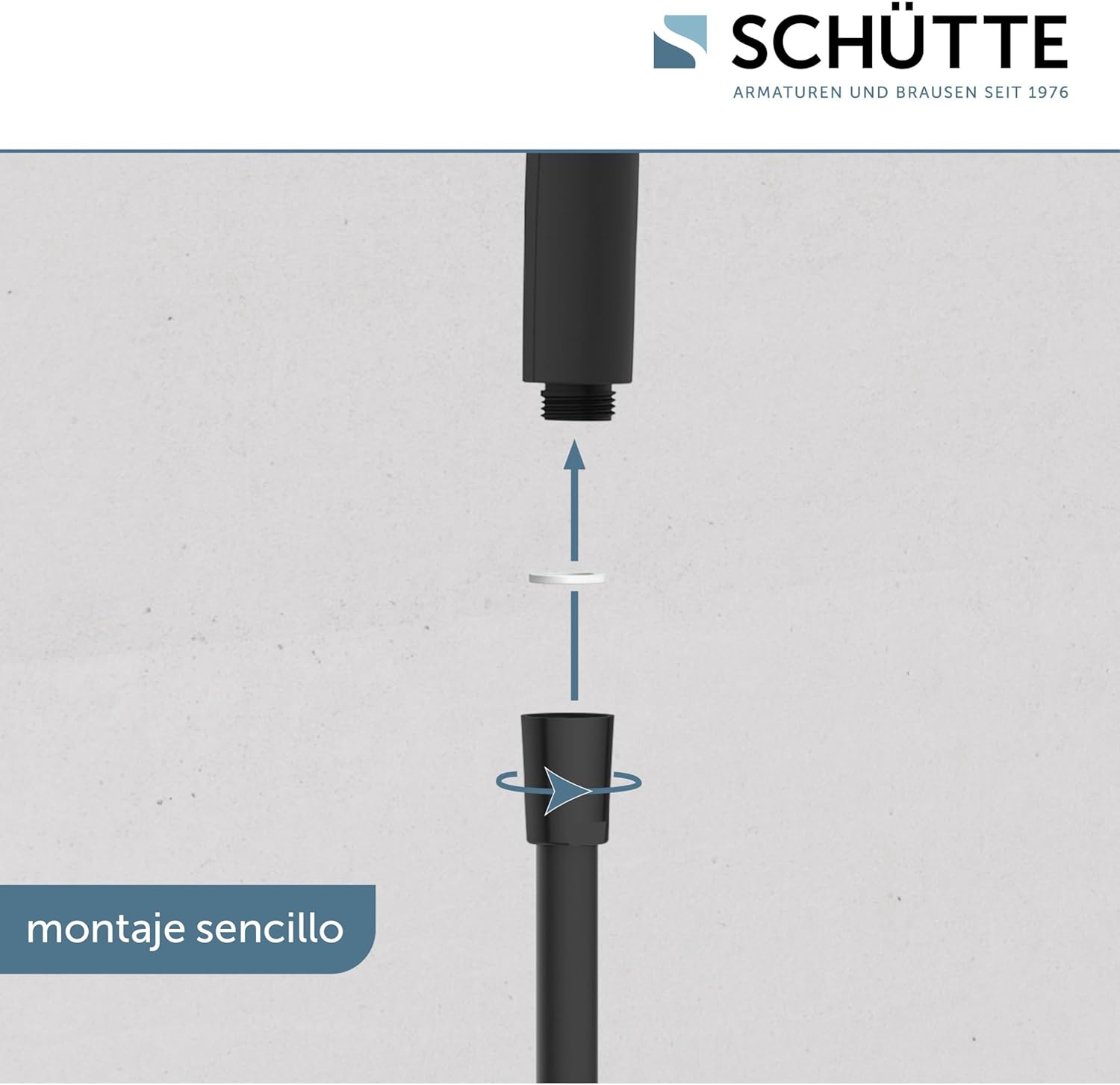 Thumbnail 4 de Schütte RAVEN Barra de Ducha con Alcachofa Ajustable y Manguera🛁