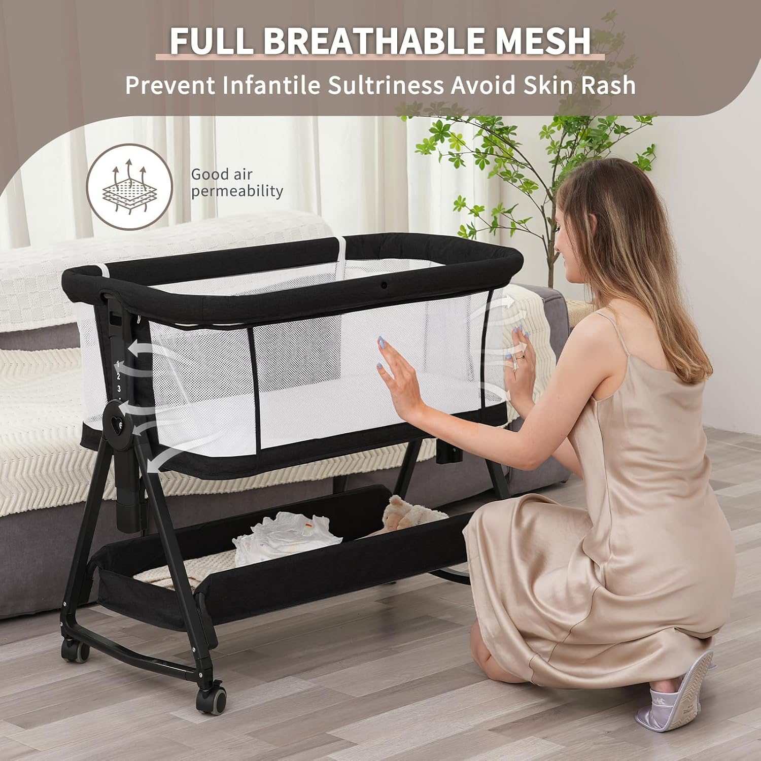 Detalle de Jestonten bedside bassinet, 7 height settings