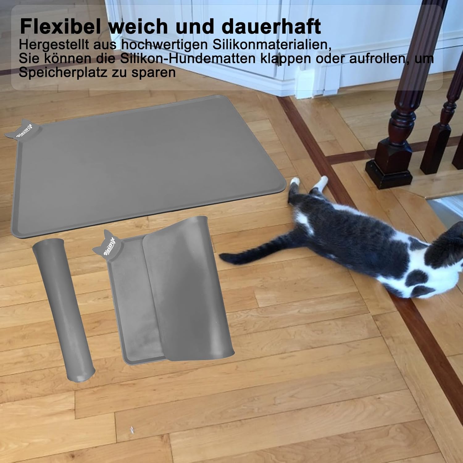 Thumbnail 5 de Silikon wasserdichte Futter- und Wassermatte für Hund und Katze (55 x 38 cm) – anti-rutsch, mit Rand