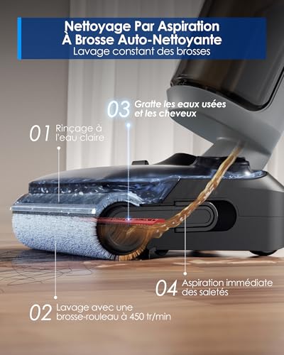 Detalle de Tineco Floor One i5 Stretch – Aspirateur/Laveur 20 kPa, pinceau plat 180°