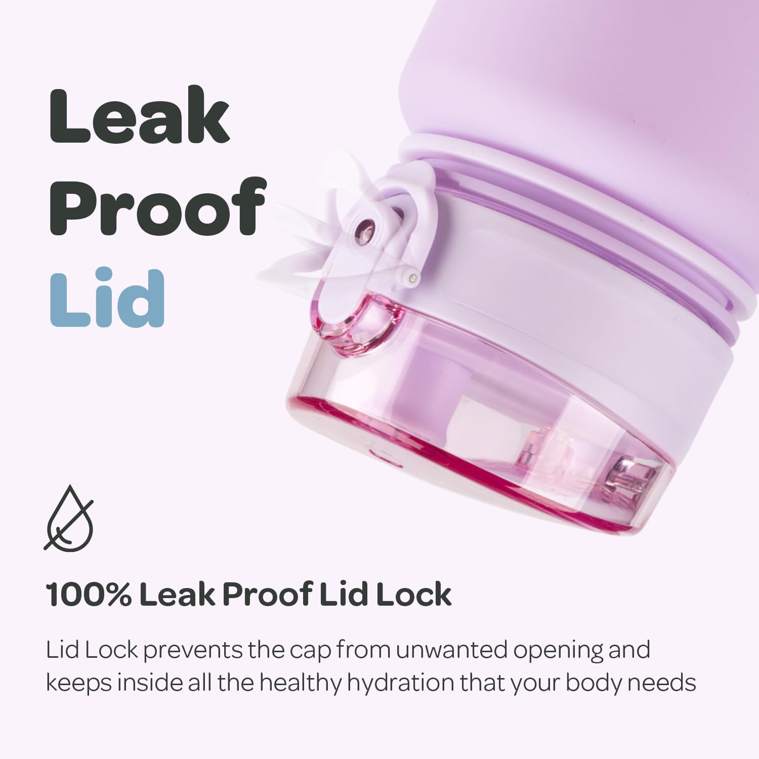 Detalle 2 de Hydracy Water Bottle with Time Marker – 1 Litre, BPA Free, Leak-Proof with Fruit Infuser and Strap