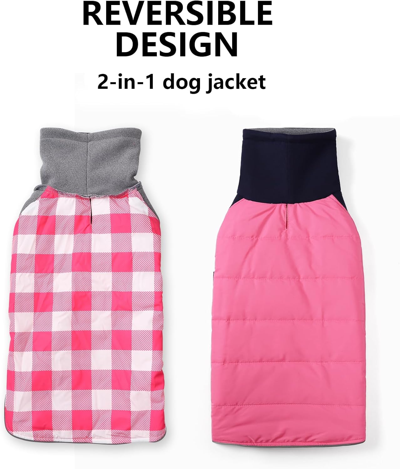 Thumbnail 2 de Morezi Dachshund sausage dog coat (reversible) with padded lining and high collar – Pink – S