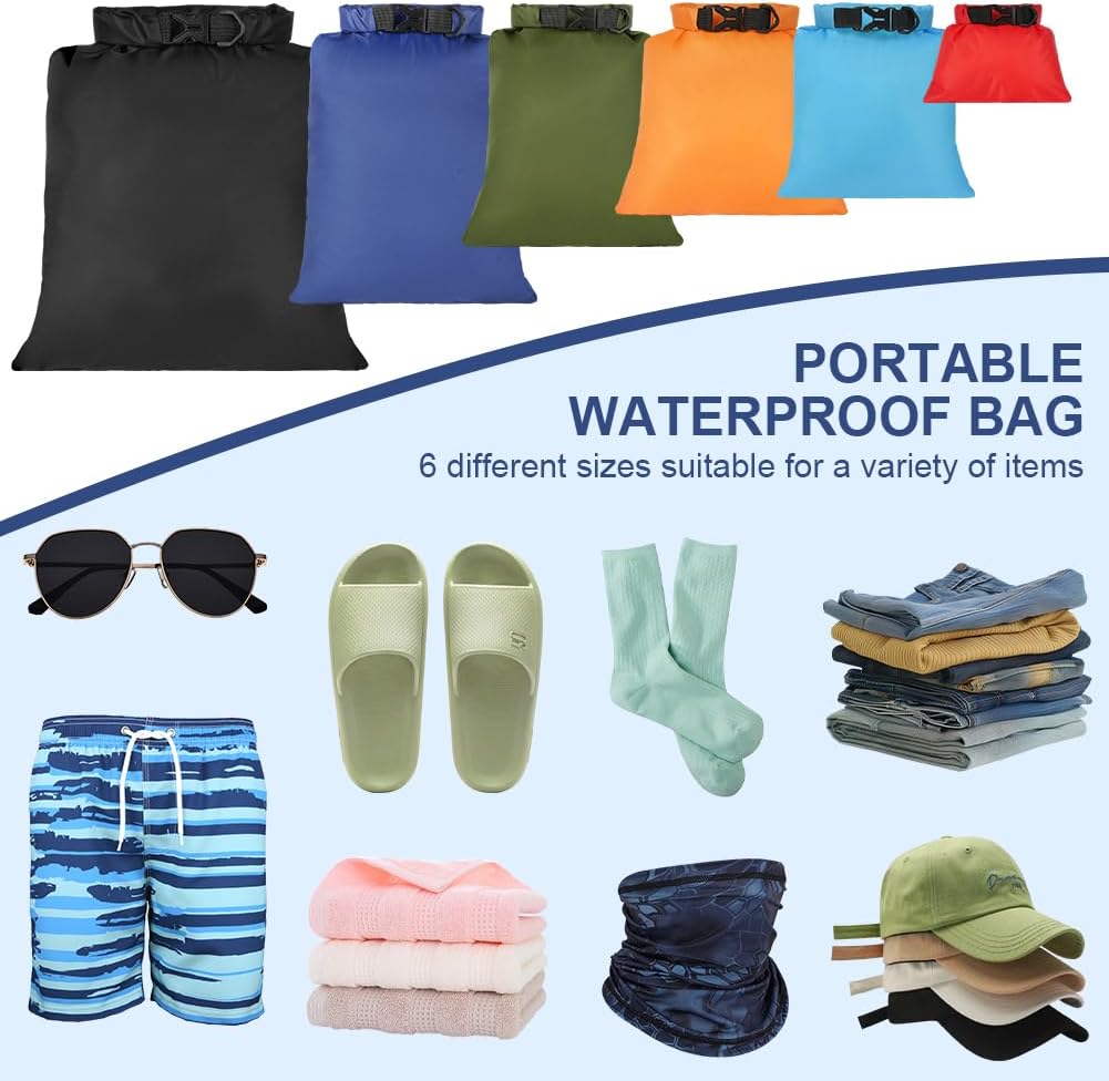 Detalle 2 de vsshe Waterproof Dry Bags 6PCS (1.5L–8L) – lightweight waterproof dry bag set for kayaking, rafting and hiking