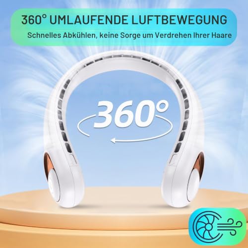 Detalle de KIDEE Nackenventilator – 360° Luftstrom, ultraleise, 3 Stufen, 4000 mAh Akku