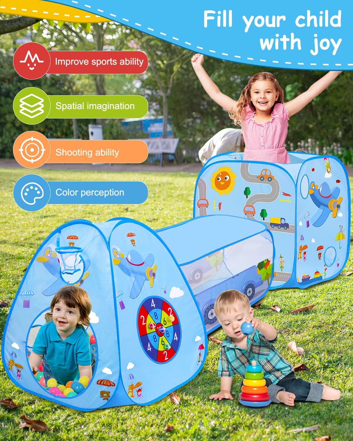 Thumbnail 4 de MAIKEHIGH 3 in 1 Kids Play Tent