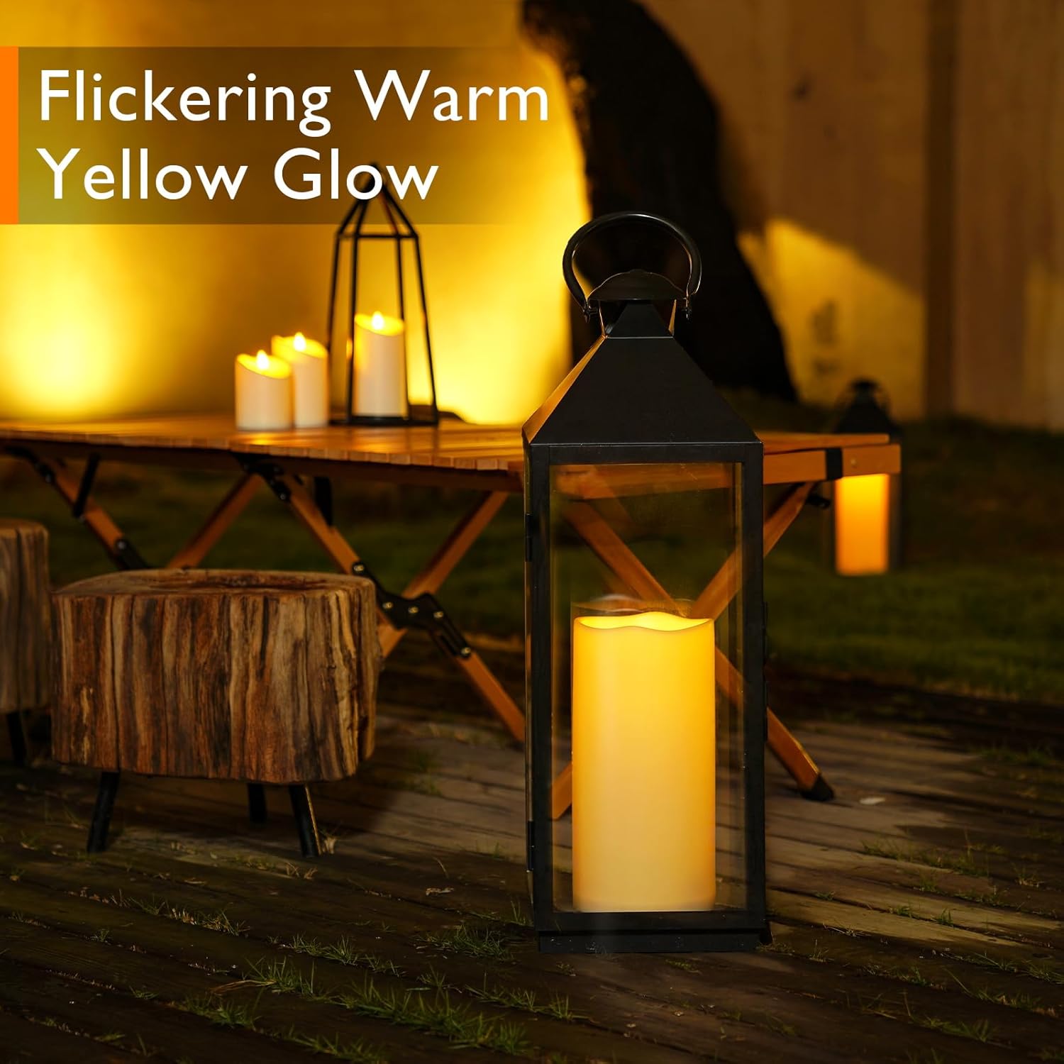 Thumbnail 5 de Homemory Große Outdoor-Flammenlose Kerze 15,2 × 30,5 cm – wasserdicht, Timer 6 h, batteriebetrieben