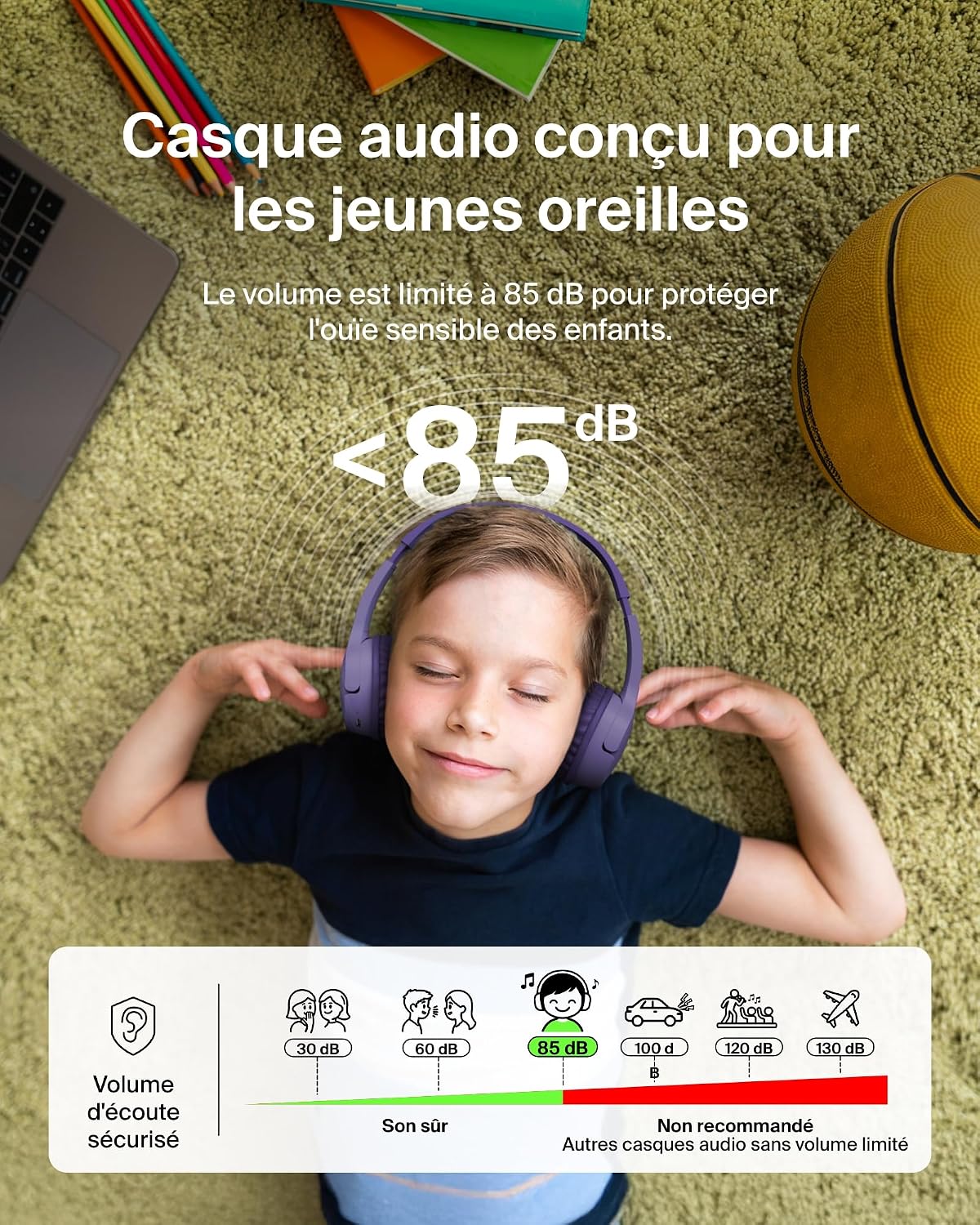 Thumbnail 2 de Belkin SoundForm Mini Casque Enfants 30 h