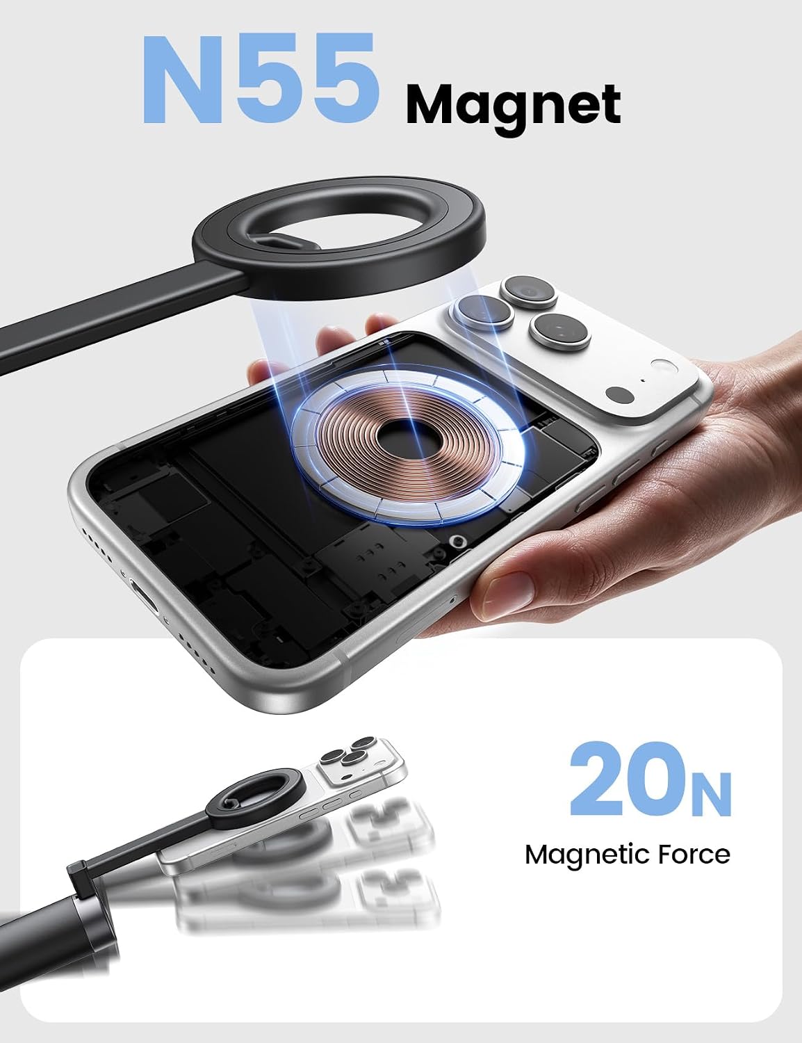 Detalle 2 de Lamicall Magnetic Phone Tripod, 71-Inch