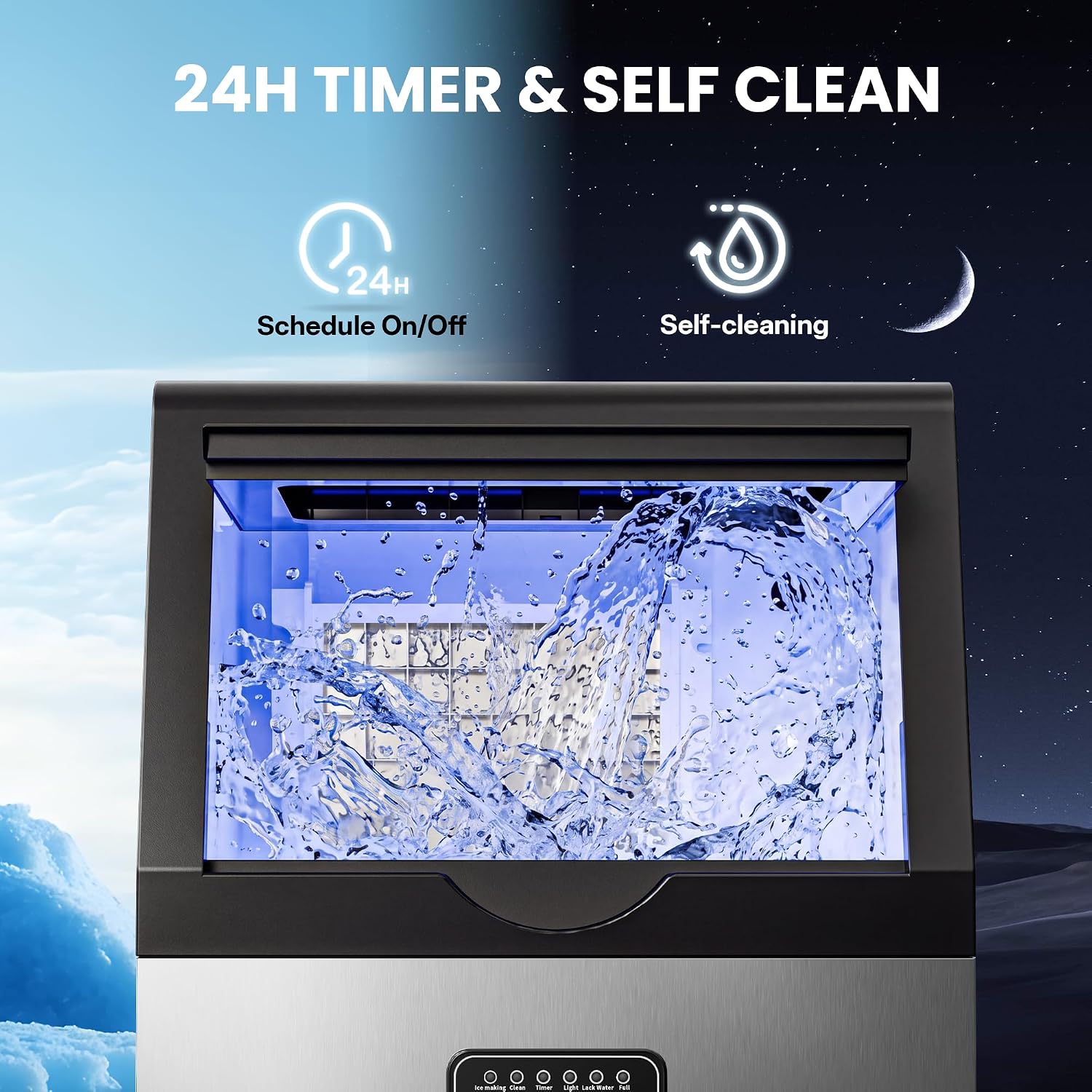 Detalle 1 de Manastin CIM100-01 Commercial Ice Maker, 100 lb/24h, Under-Counter, Self-Cleaning