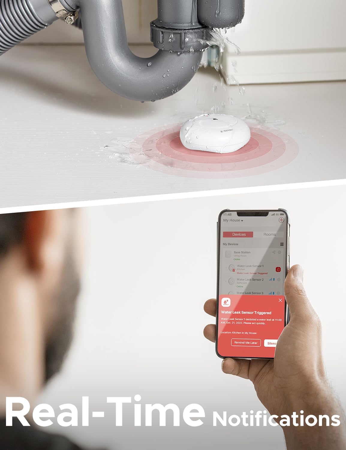 Detalle de X-Sense SWS55 sensore acqua WiFi 110 dB